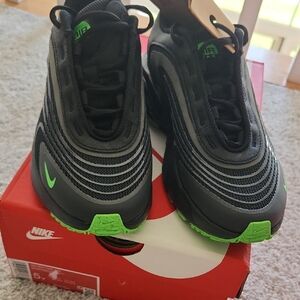 Nike Kids Black Sneakers with Neon Green Accents